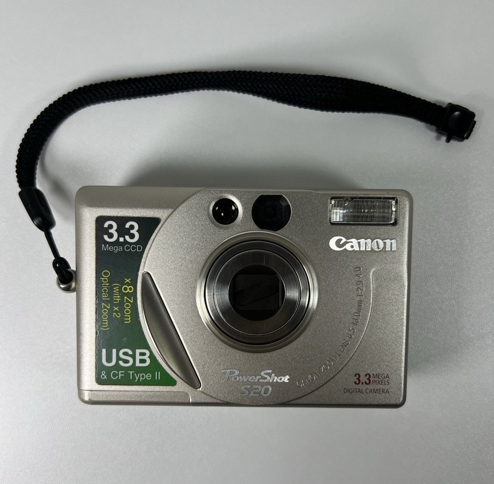 Canon PowerShot S20 Silver Compact Digital Camera Bundle Working Made in Japan